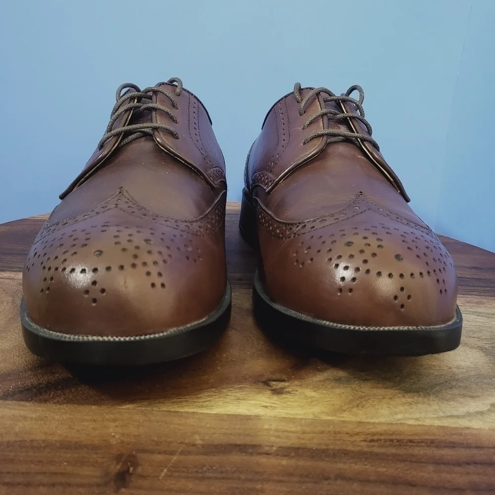 Drew Clayton Wingtip Oxford Comfort Shoe Brown Leather Men's 9.5